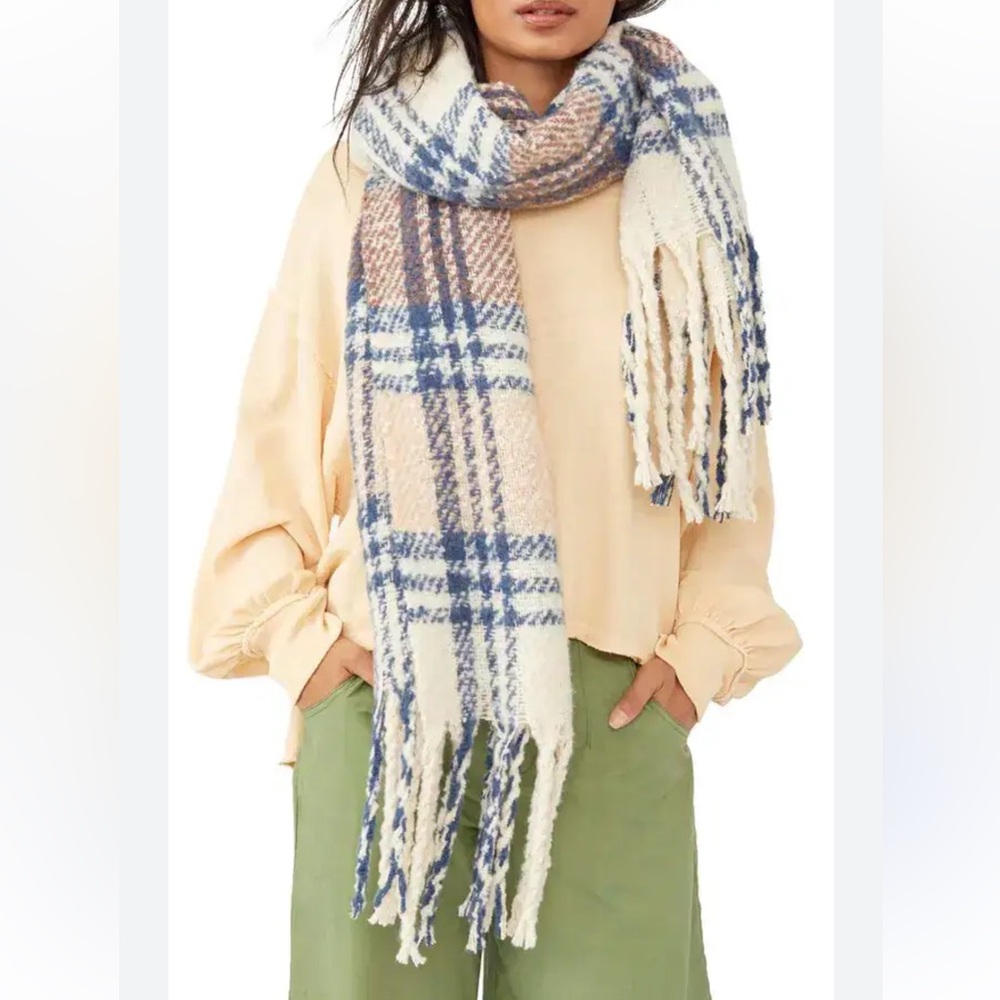 Free People Homecoming Plaid Blanket Scarf